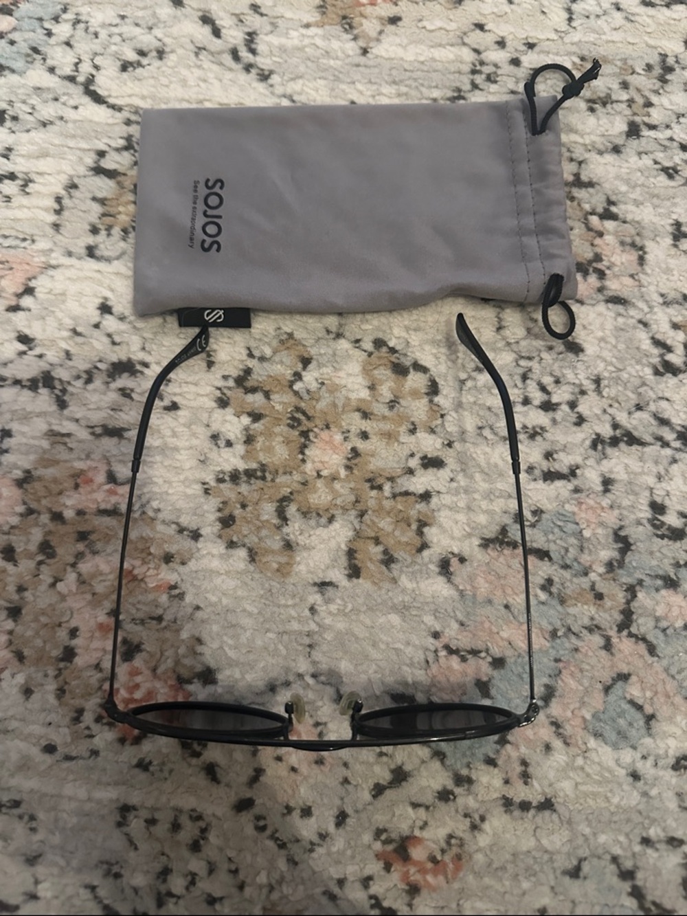 SOJOS Black Retro Round Double Bridge Polarized Sunglasses - Picture 5 of 8